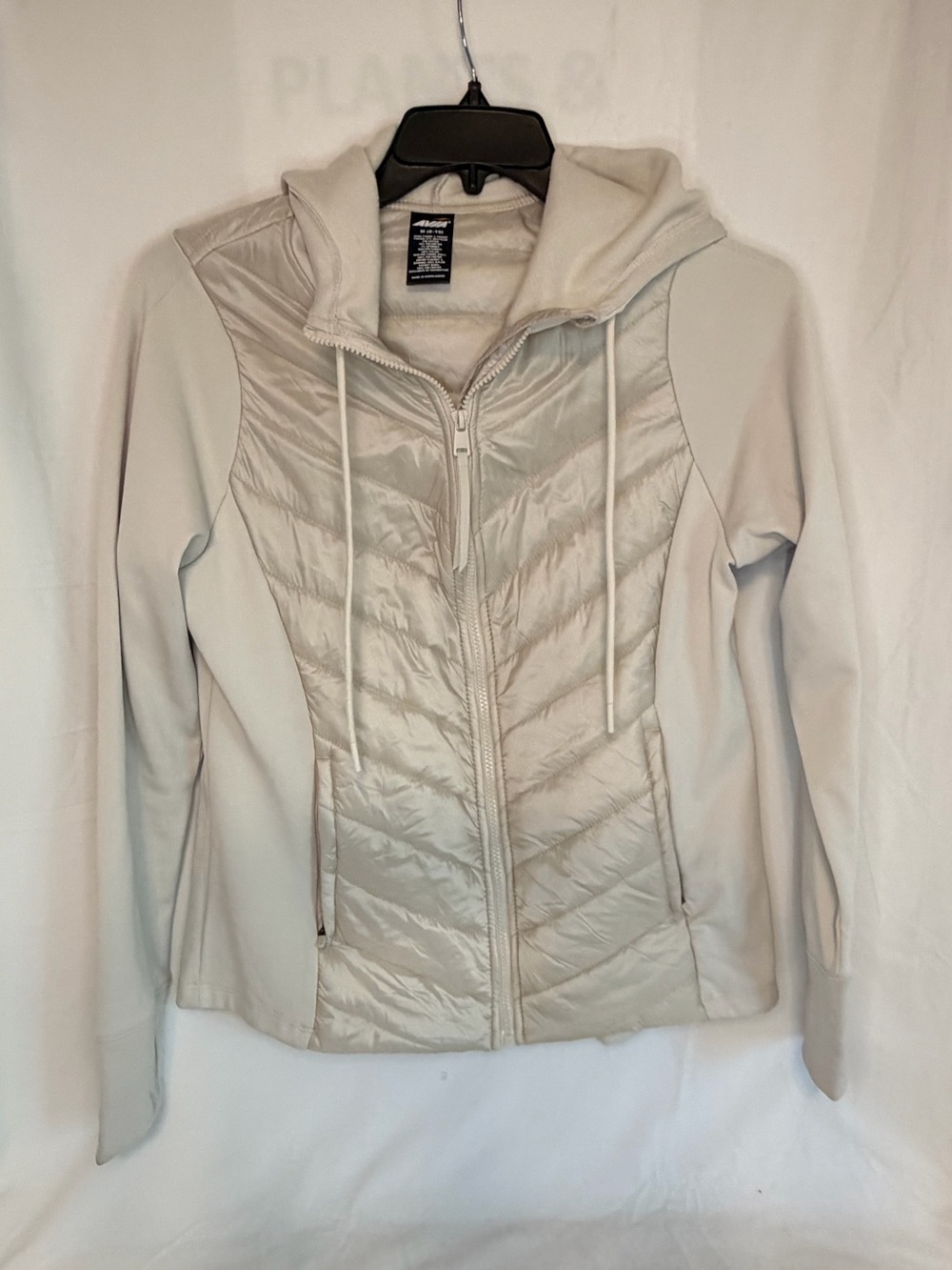 Avia Women's Chevron Quilt Hybrid Jacket Zip Pockets, Medium (8-10)